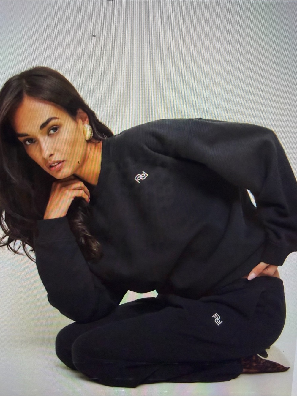 Reformation Emma Black Classic Crewneck Sweatshirt with Subtle Logo